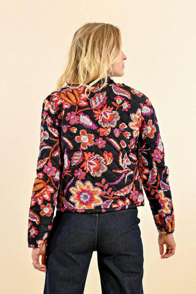 Floral Quilted Jacket | Black Liv