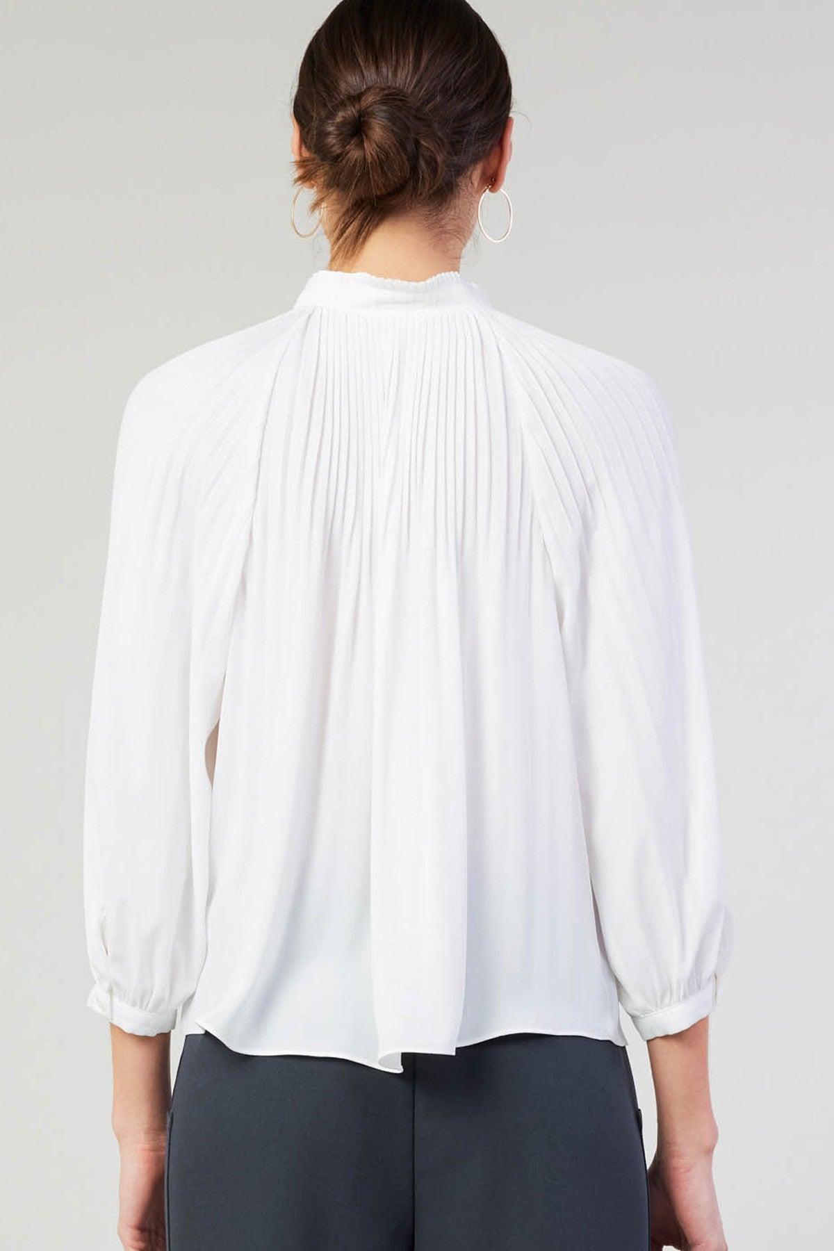 3/4 Sleeve Split Neck Top Off White