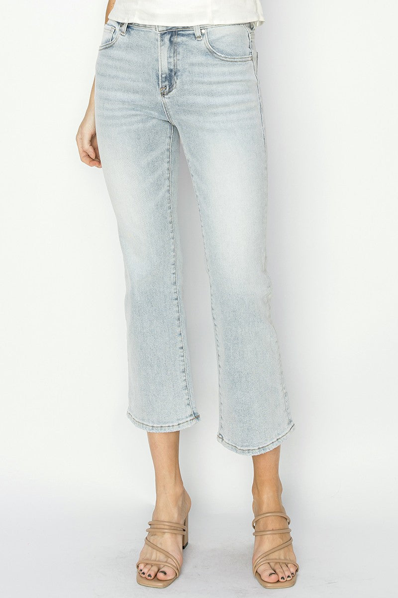 Mid Rise Crop Flare Jeans Light