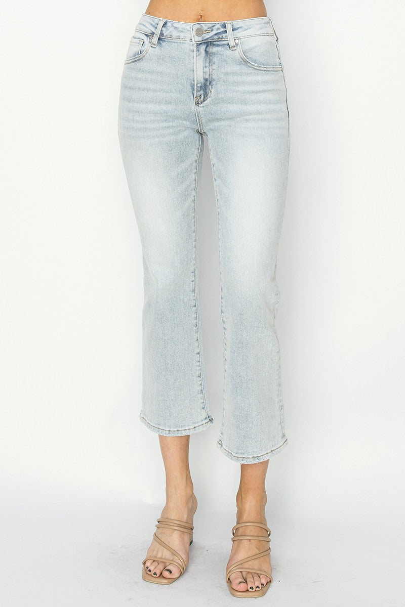 Mid Rise Crop Flare Jeans Light