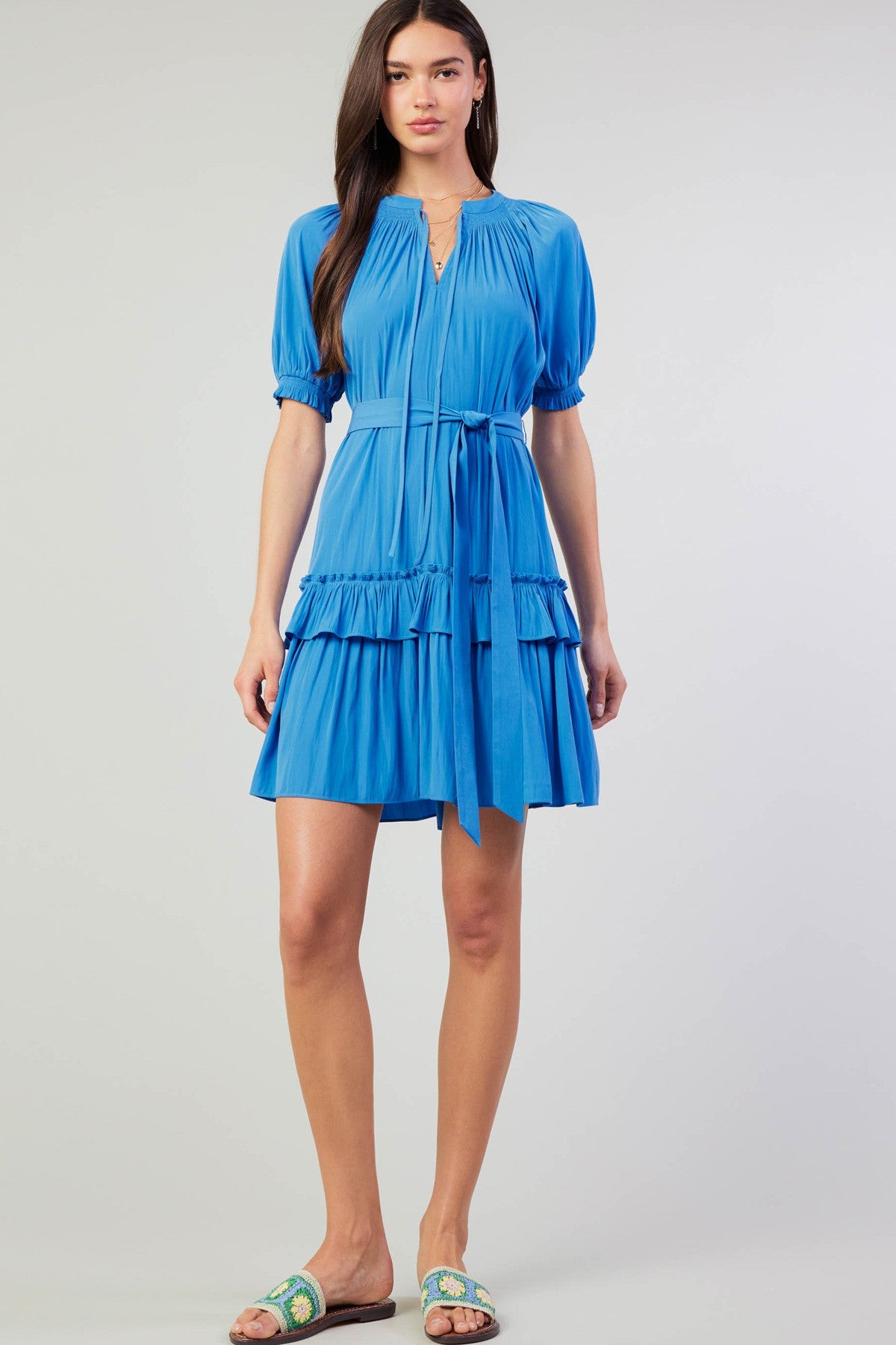 Half Sleeve Mini Dress Faded Blue