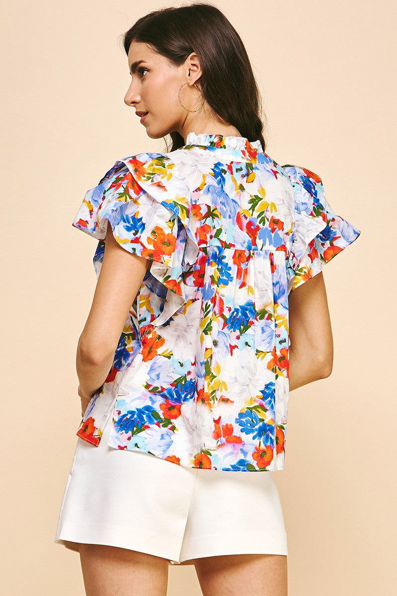 Printed Ruffle Top