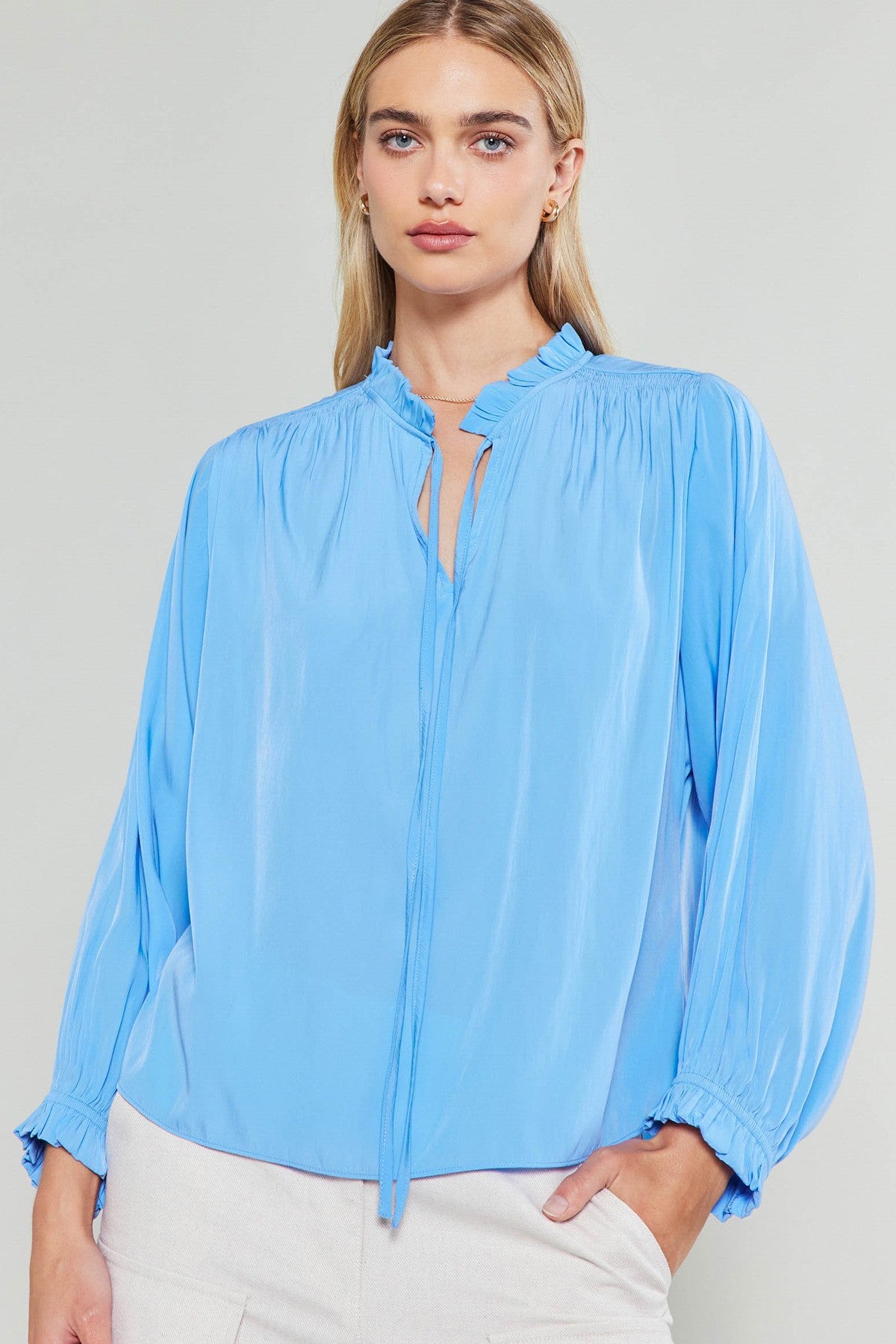 3/4 Sleeve Dolman Blouse Aero Blue