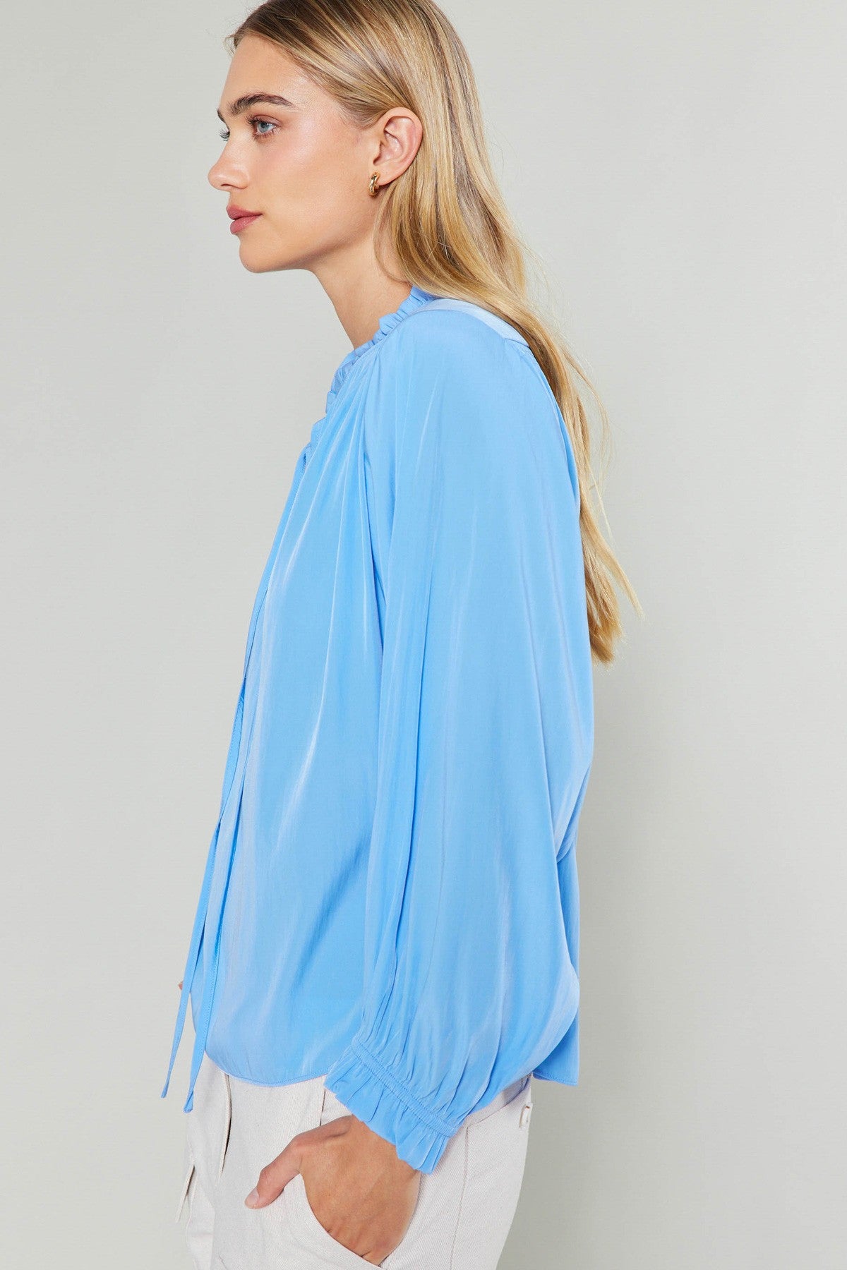 3/4 Sleeve Dolman Blouse Aero Blue