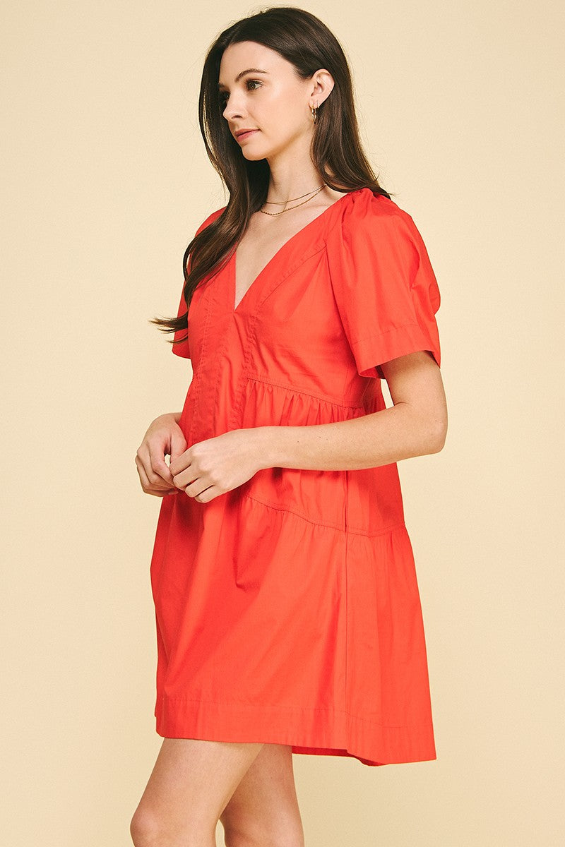 Margot V-Neck Dress | Sun Orange