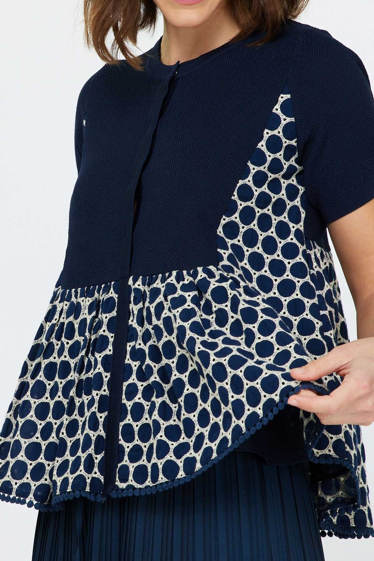 Lace Combo Top | Navy