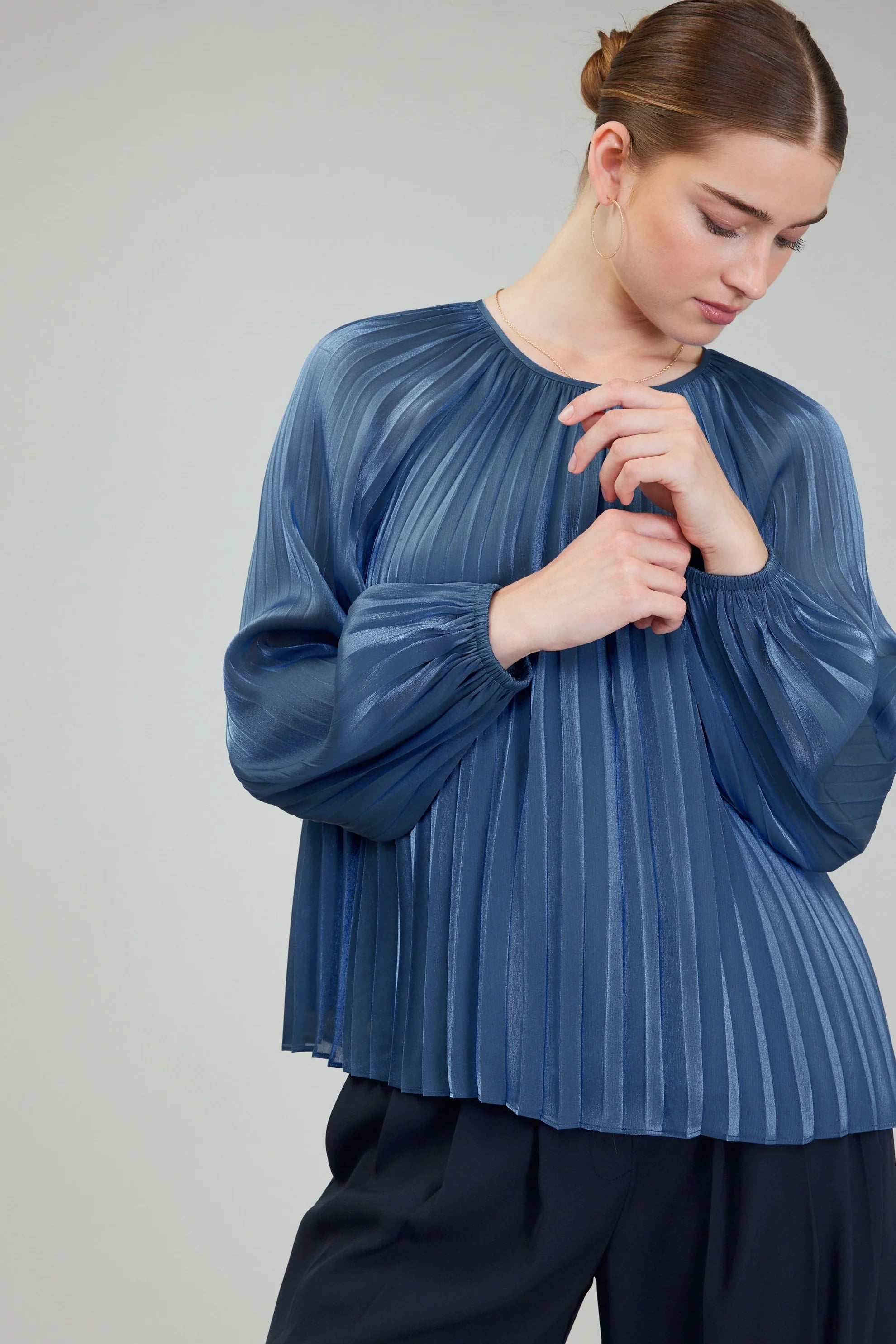 Pam Pleated Blouse | Midnight Blue