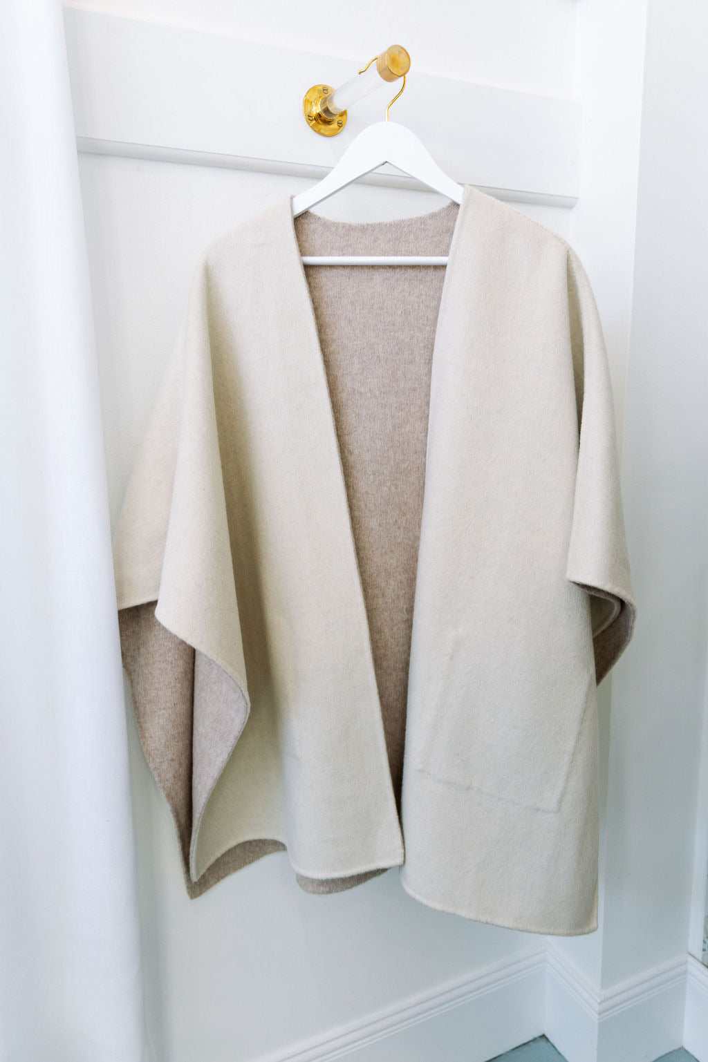 Reversible Silk Cashmere Wrap | Oatmeal & Ivory