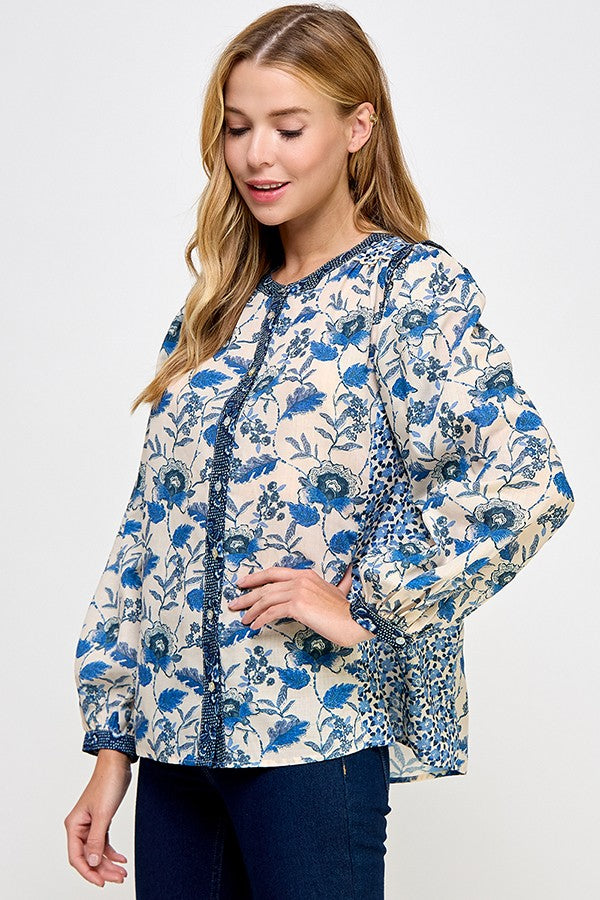 Bluebell Mixed Print Blouse