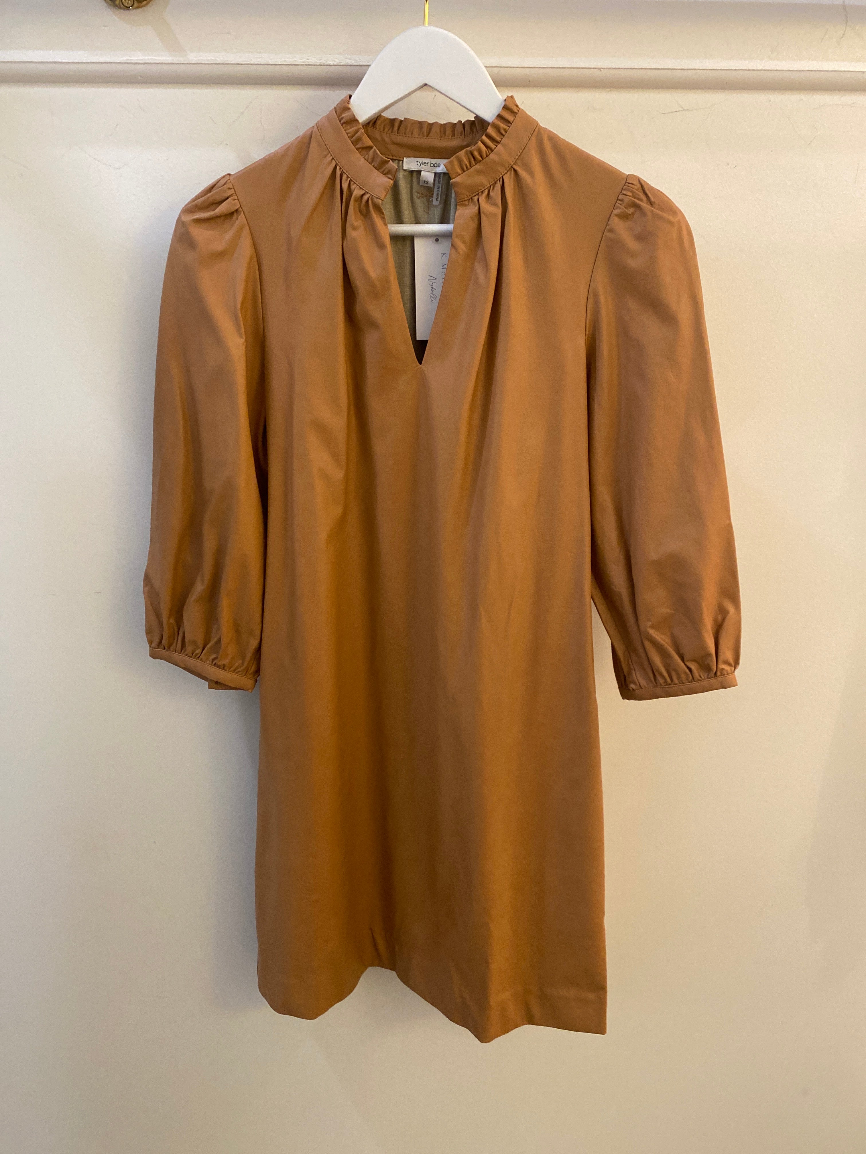 Sherri Leather Dress Caramel