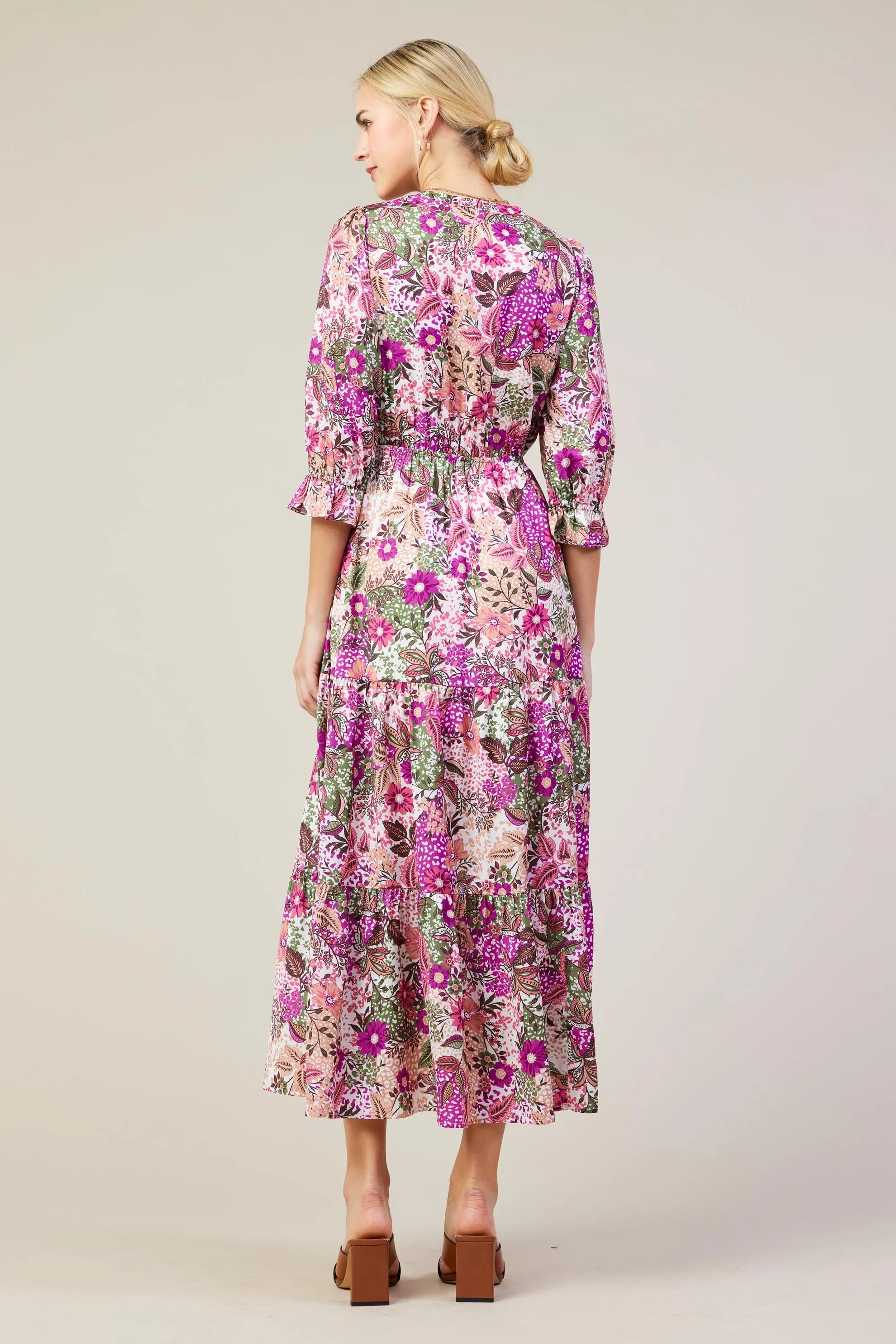 Split Neck Maxi Dress | Orchid Multi