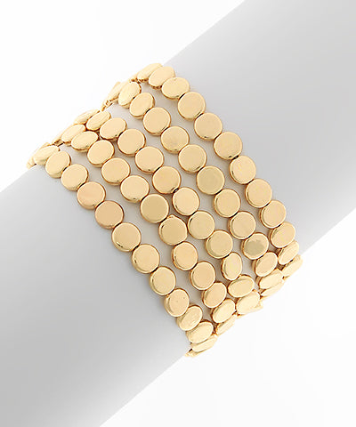 5 Row Tiny Disc Beads Bracelet | Gold