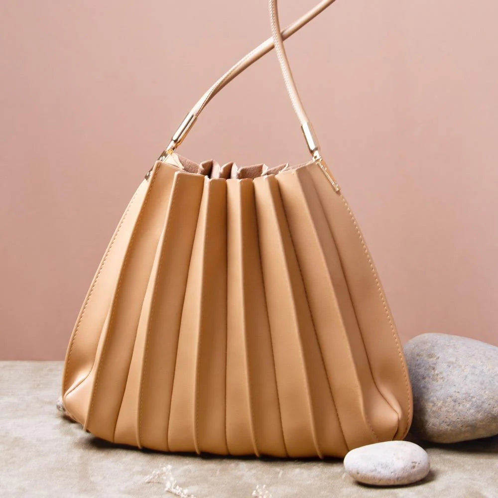 Carrie Pleated Shoulder Bag | Taupe