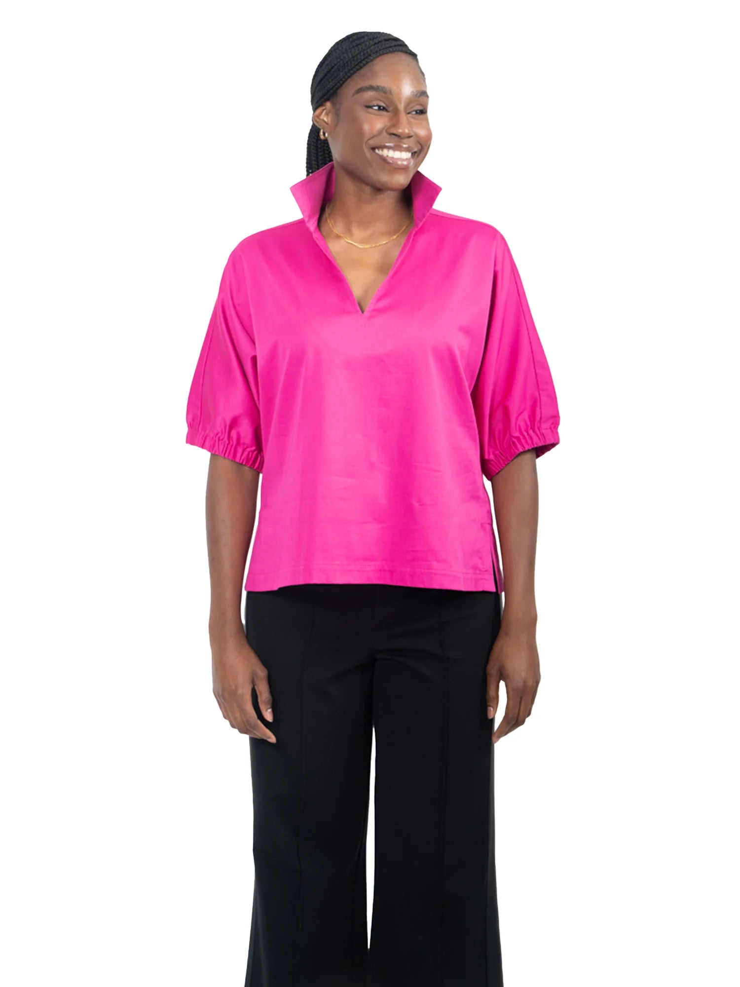 Poppy Top Fuchsia Fedora Cotton Poplin