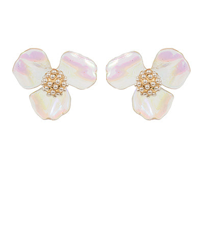 Acrylic Flower Earrings Cream