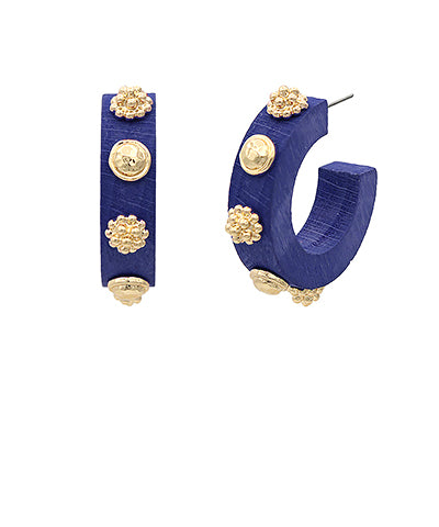 Wood Luxury Hoops Royal Blue