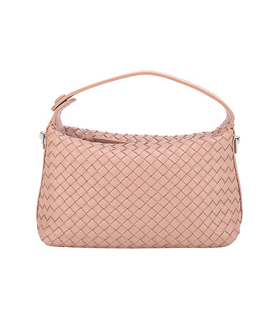 Rectangle Woven Leather Bag Pink