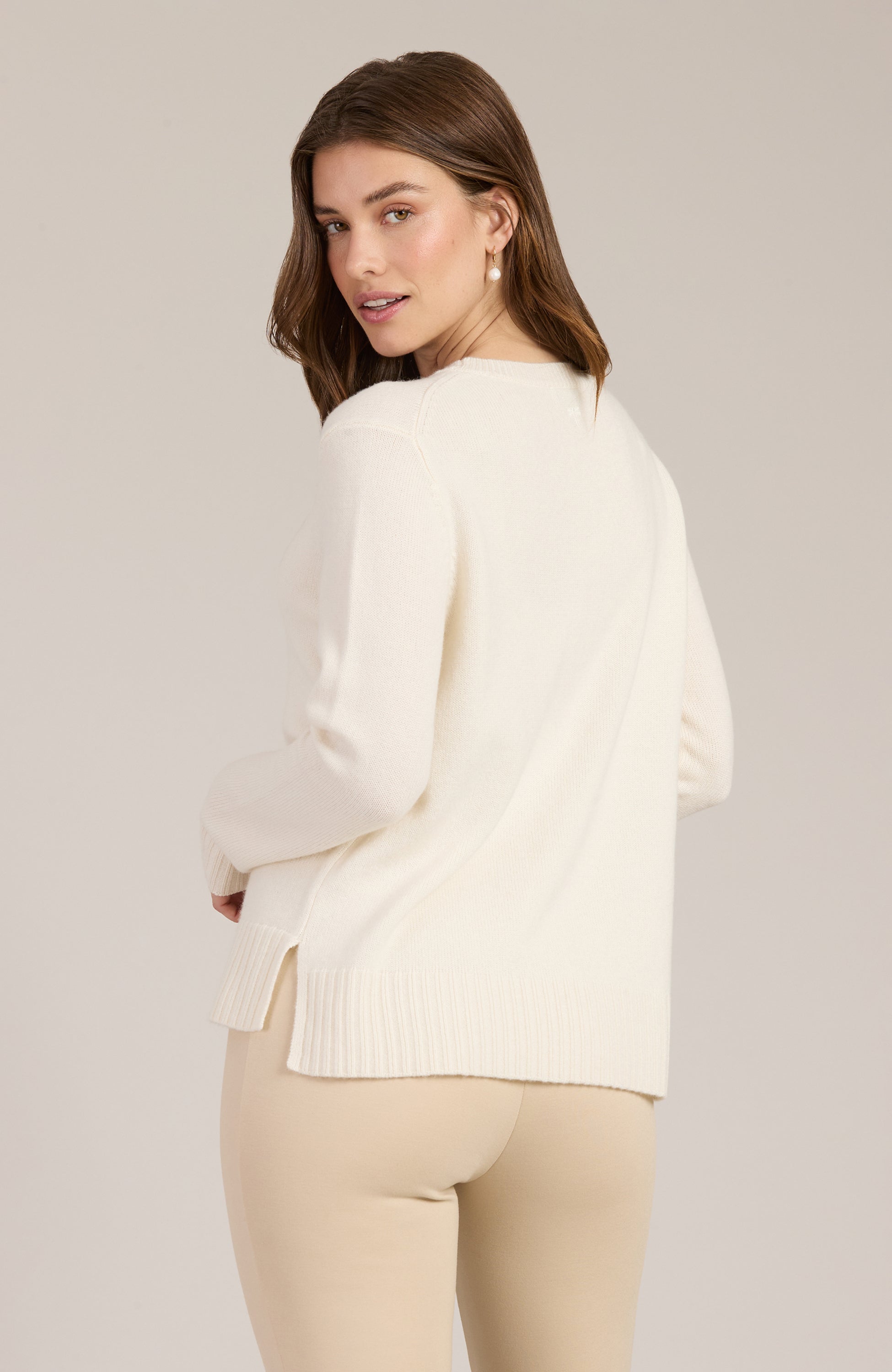 Cashmere Hi/Lo Sweater Ivory