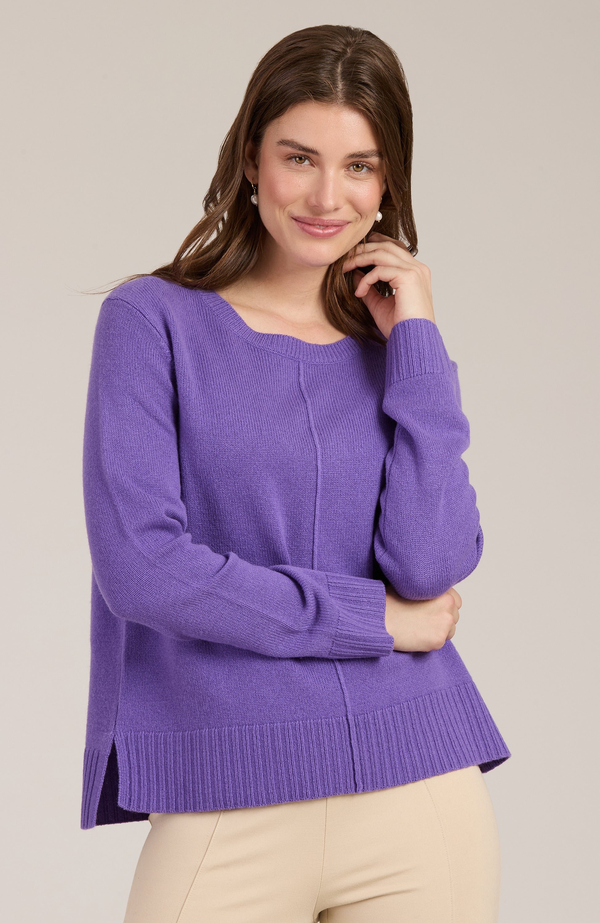 Cashmere Hi/Lo Sweater Light Violet