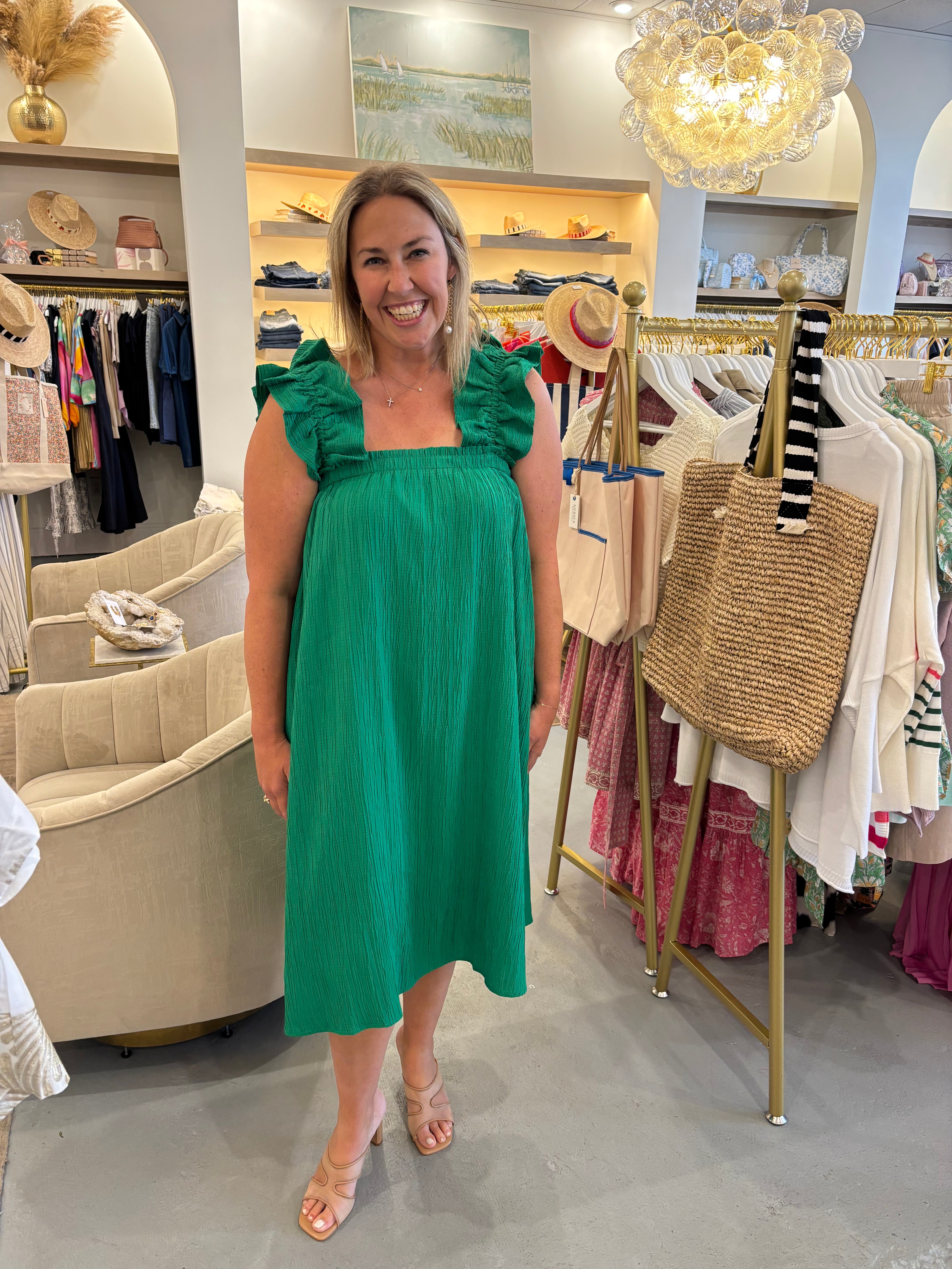 Maria Textured Dress | Green