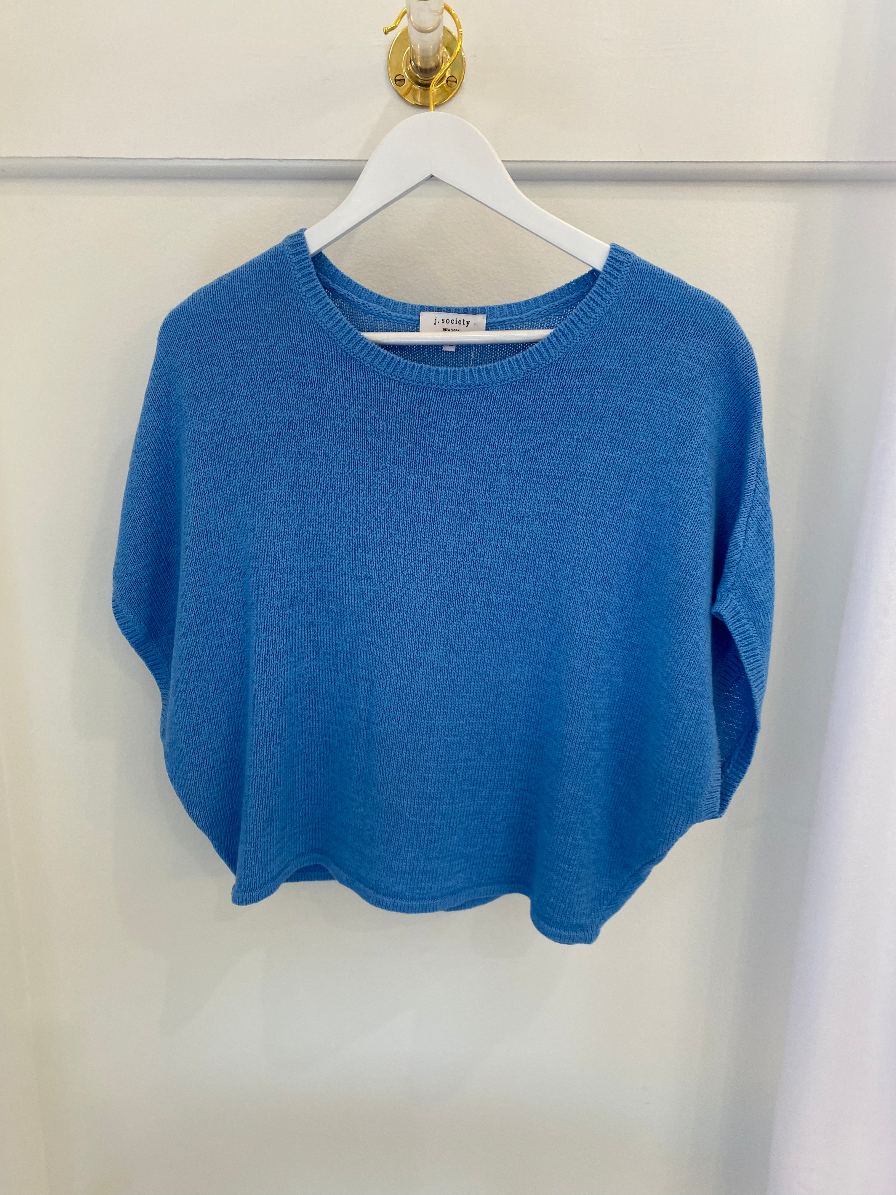 Short Sleeve Boatneck Sweater French Blue