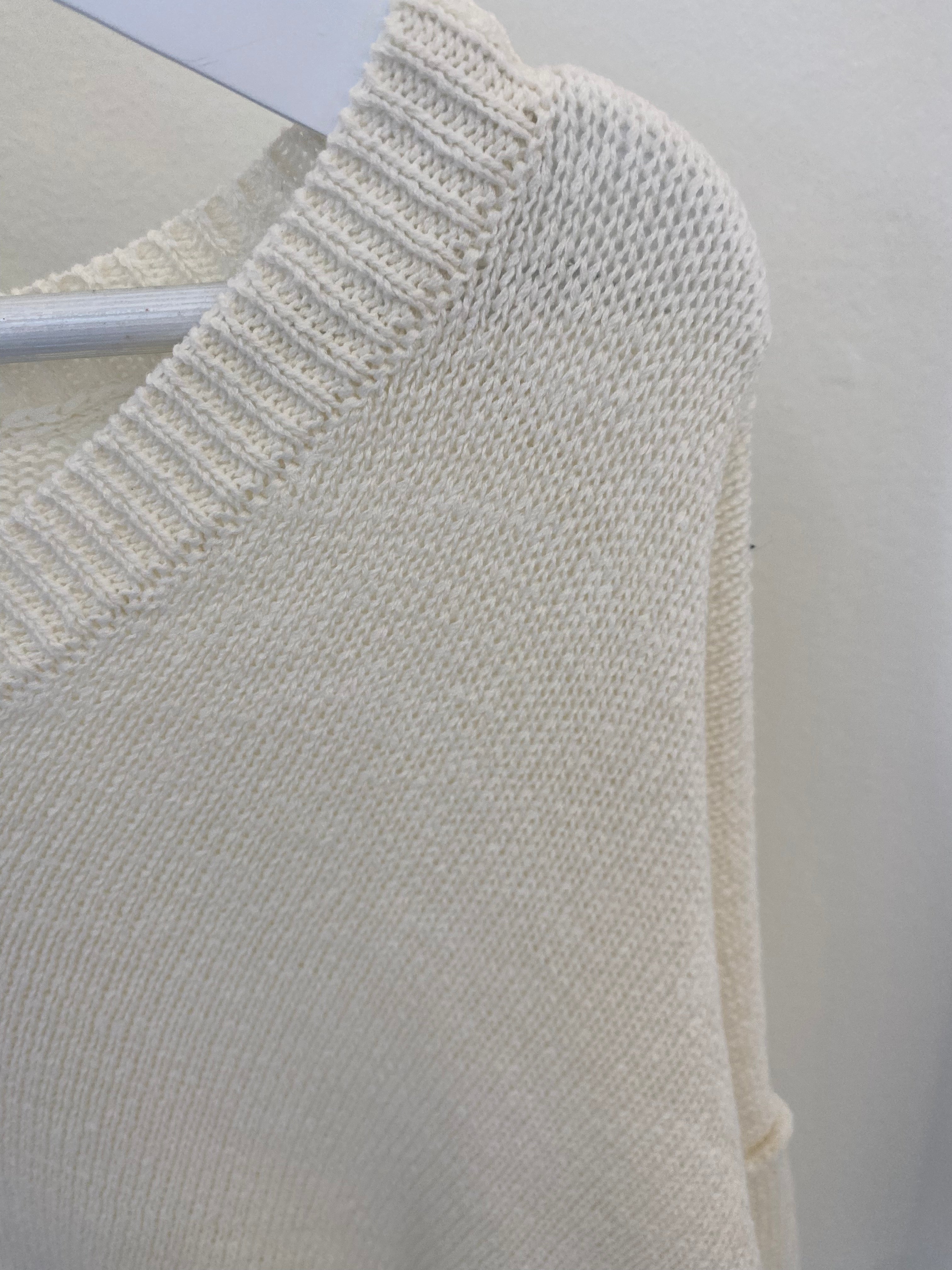 V-Neck Drop Shoulder Sweater White