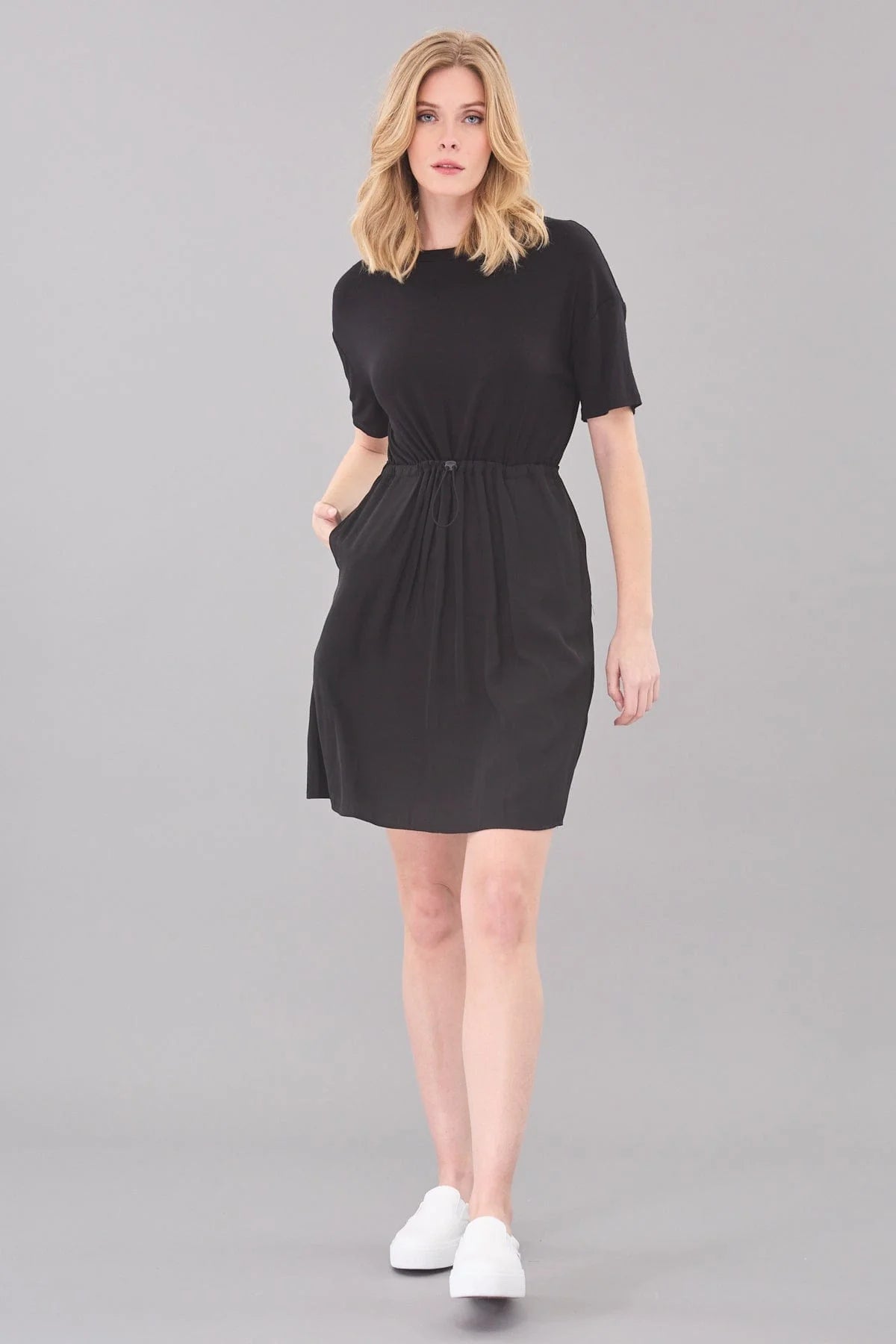 Elastic Cord Hybrid Dress Black