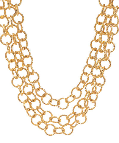 Linked Texture Circle Chain Necklace Gold