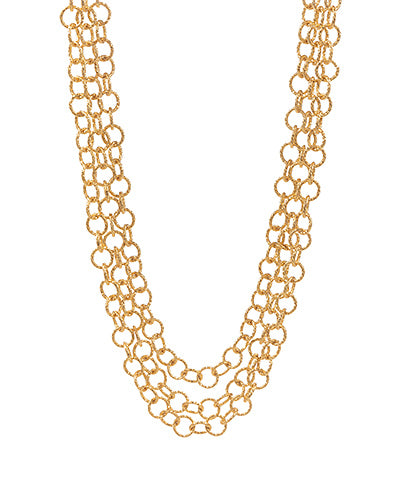 Linked Texture Circle Chain Necklace Gold