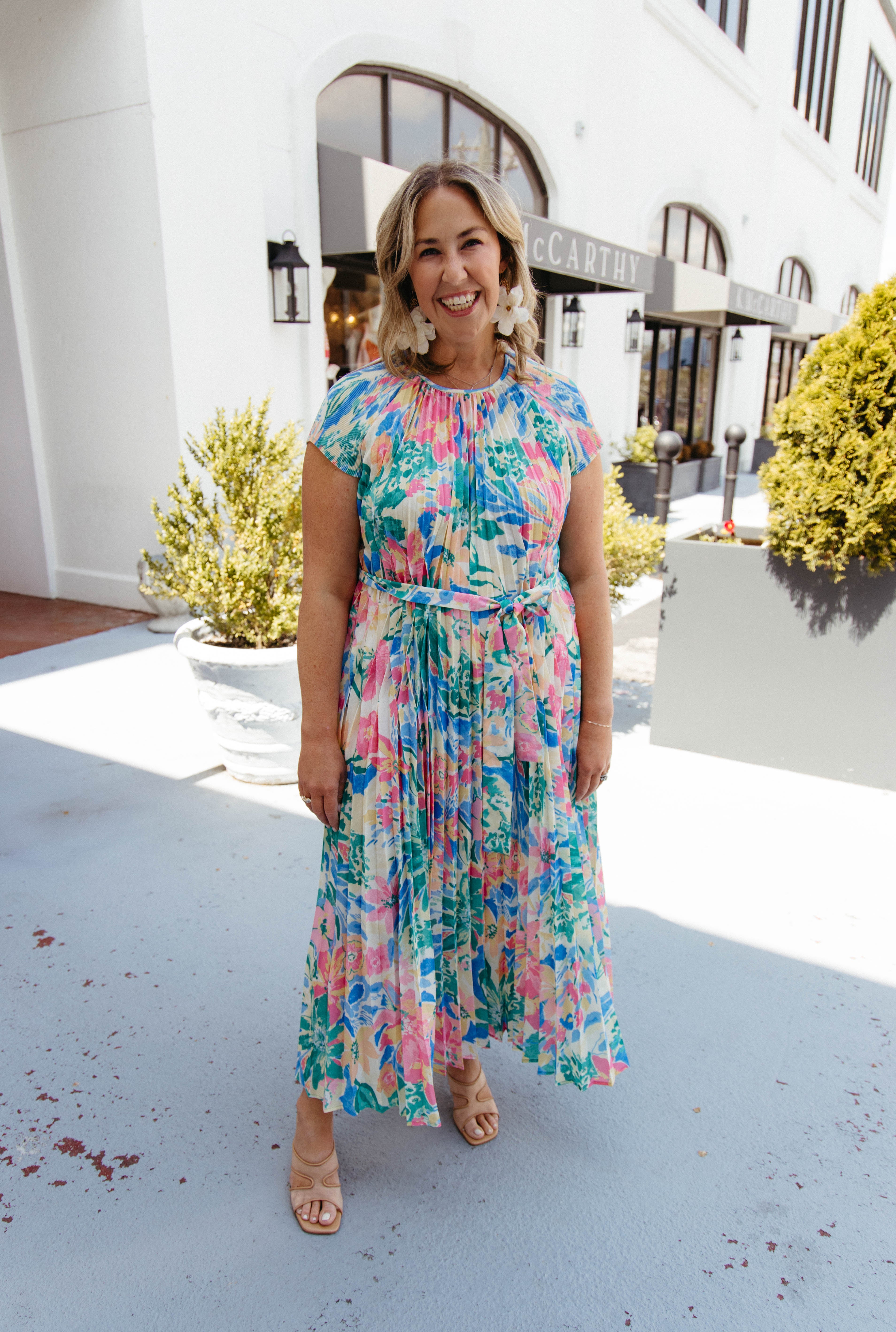 Mona Pleated Maxi | Fuchsia Multi