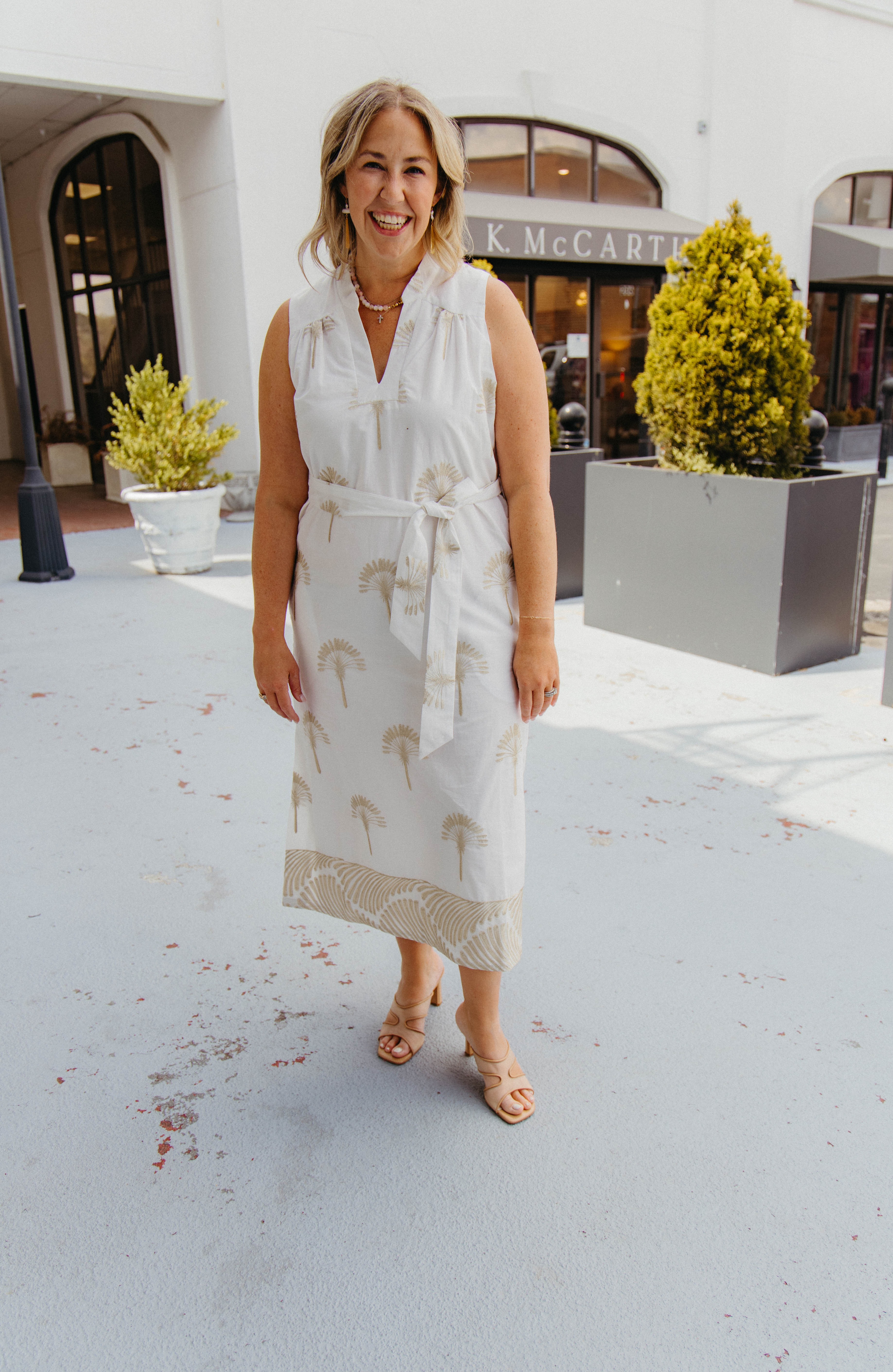 Olivia Dress | White & Gold