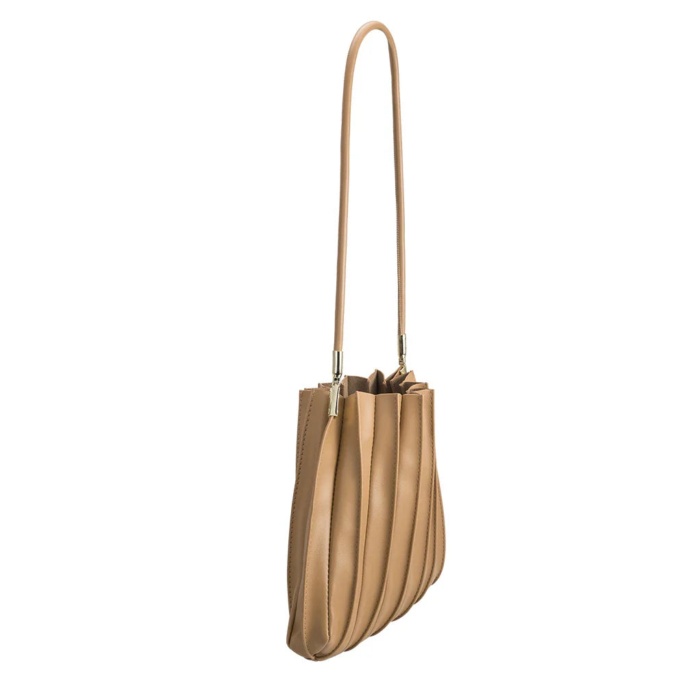 Carrie Pleated Shoulder Bag | Taupe