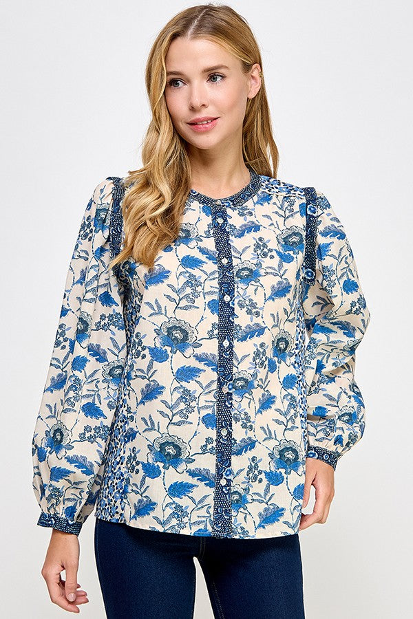 Bluebell Mixed Print Blouse