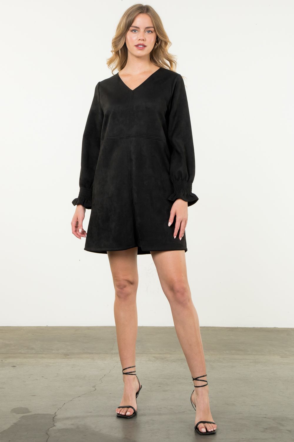 Phoebe Faux Suede Dress Black