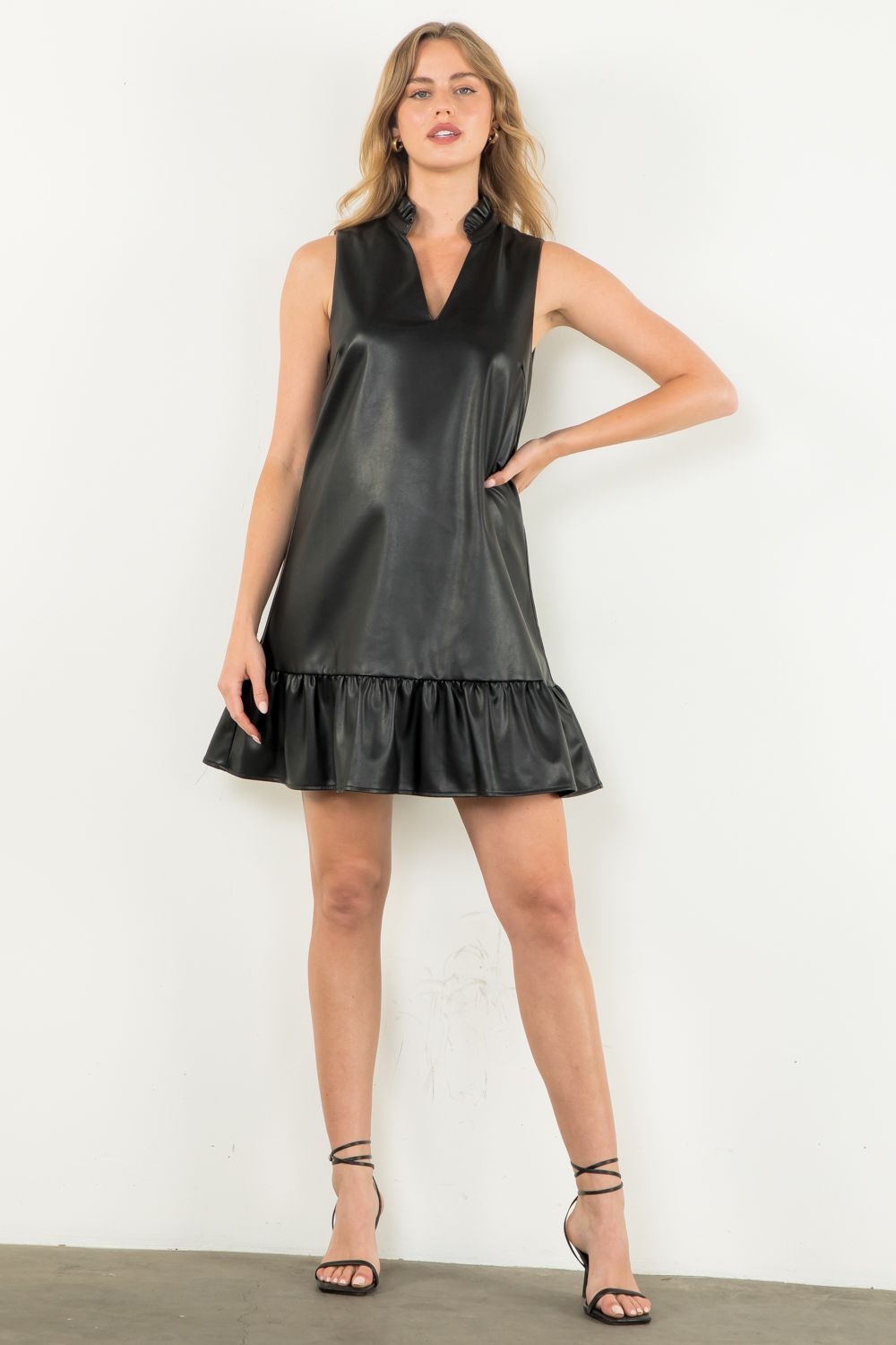 Cammie Faux Leather Dress Black