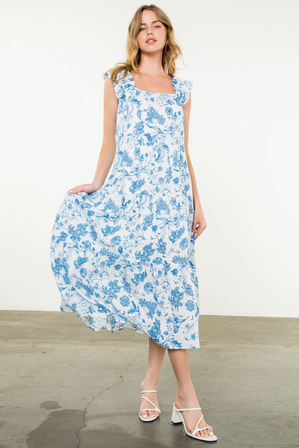 Maria Dress | Blue & White