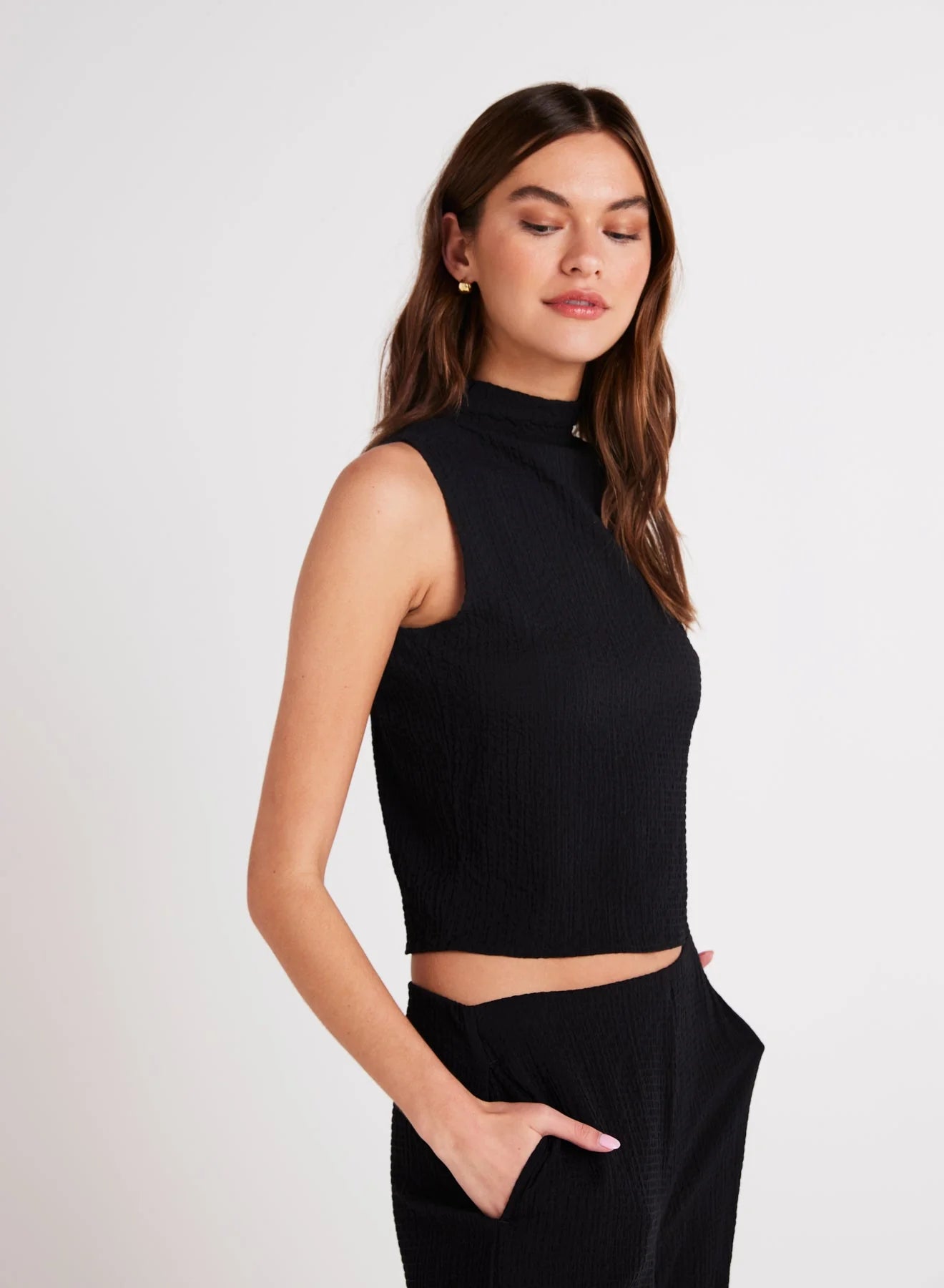 Mock Neck Top Black