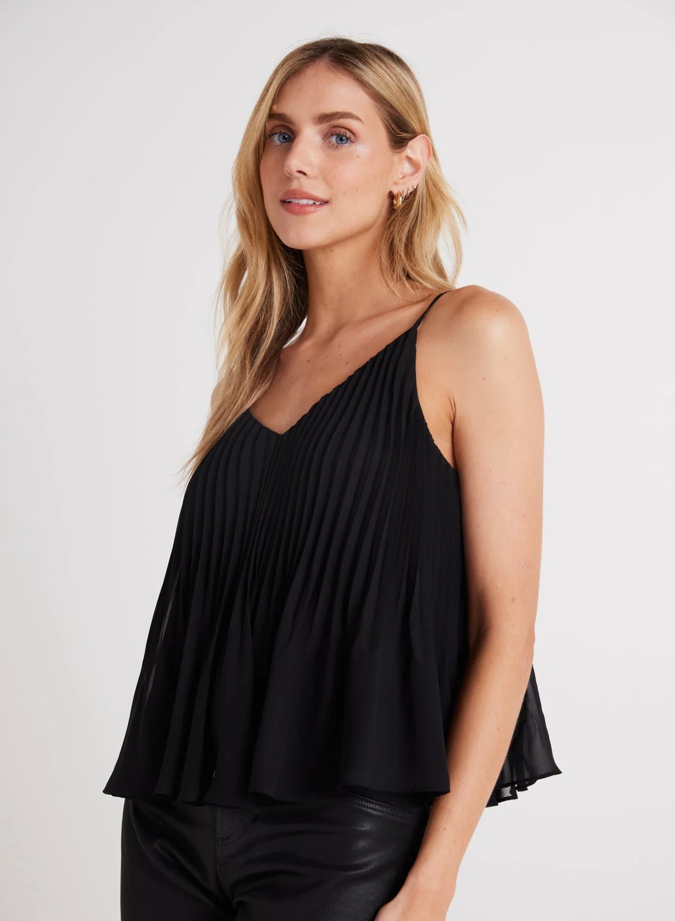 Sunburst Pleated Cami Black