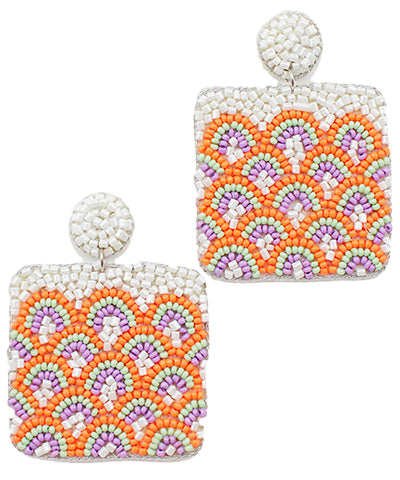 Square store beaded earrings